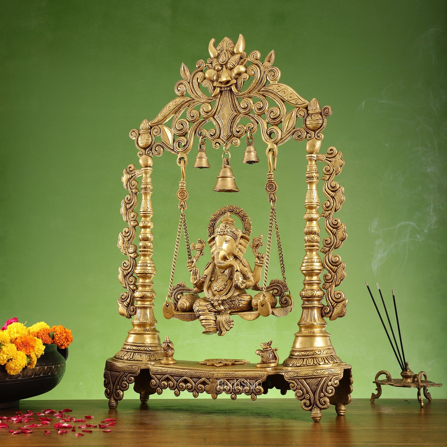 Superfine Brass Ganesha Swing - 26x18.5x5 Inch - Budhshiv.com