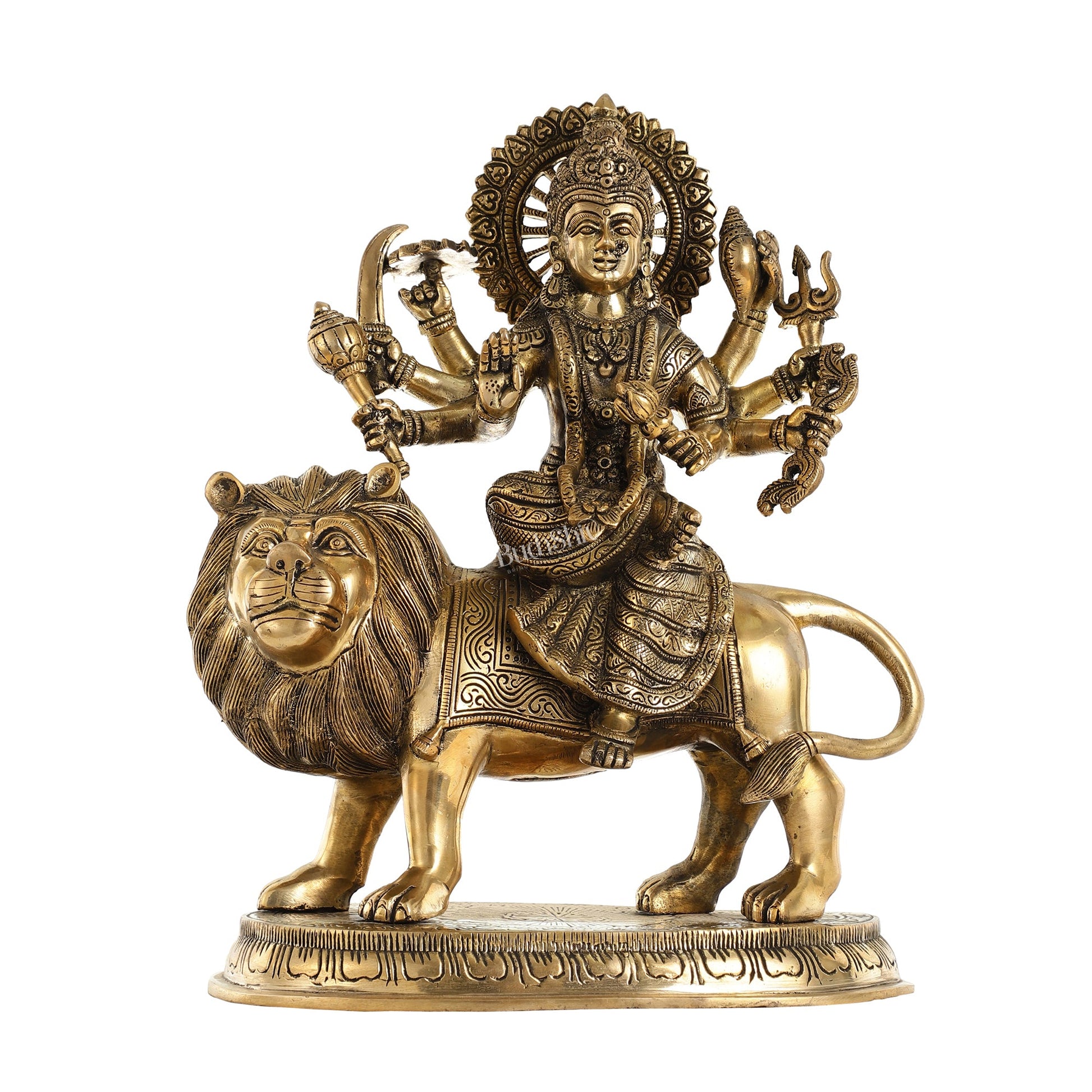 Superfine Brass Goddess Durga Idol - 14 Inch - Budhshiv.com