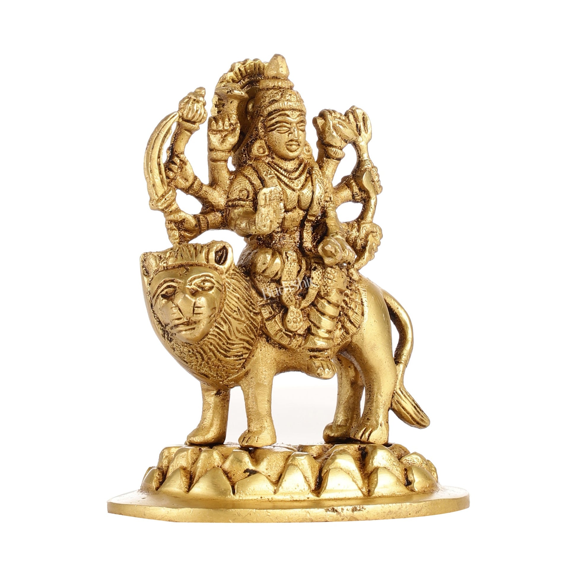 Superfine Brass Goddess Durga Sherawali Mata Murti Idol | Height 4.5 inch - Budhshiv.com