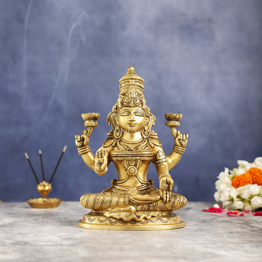 Superfine Brass Goddess Lakshmi Idol Statue Murti 11 inch - Budhshiv.com