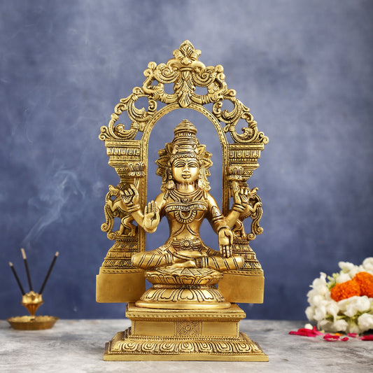 Superfine Brass Goddess Lakshmi Idol with Frame - 12x9x7 inch - Budhshiv.com