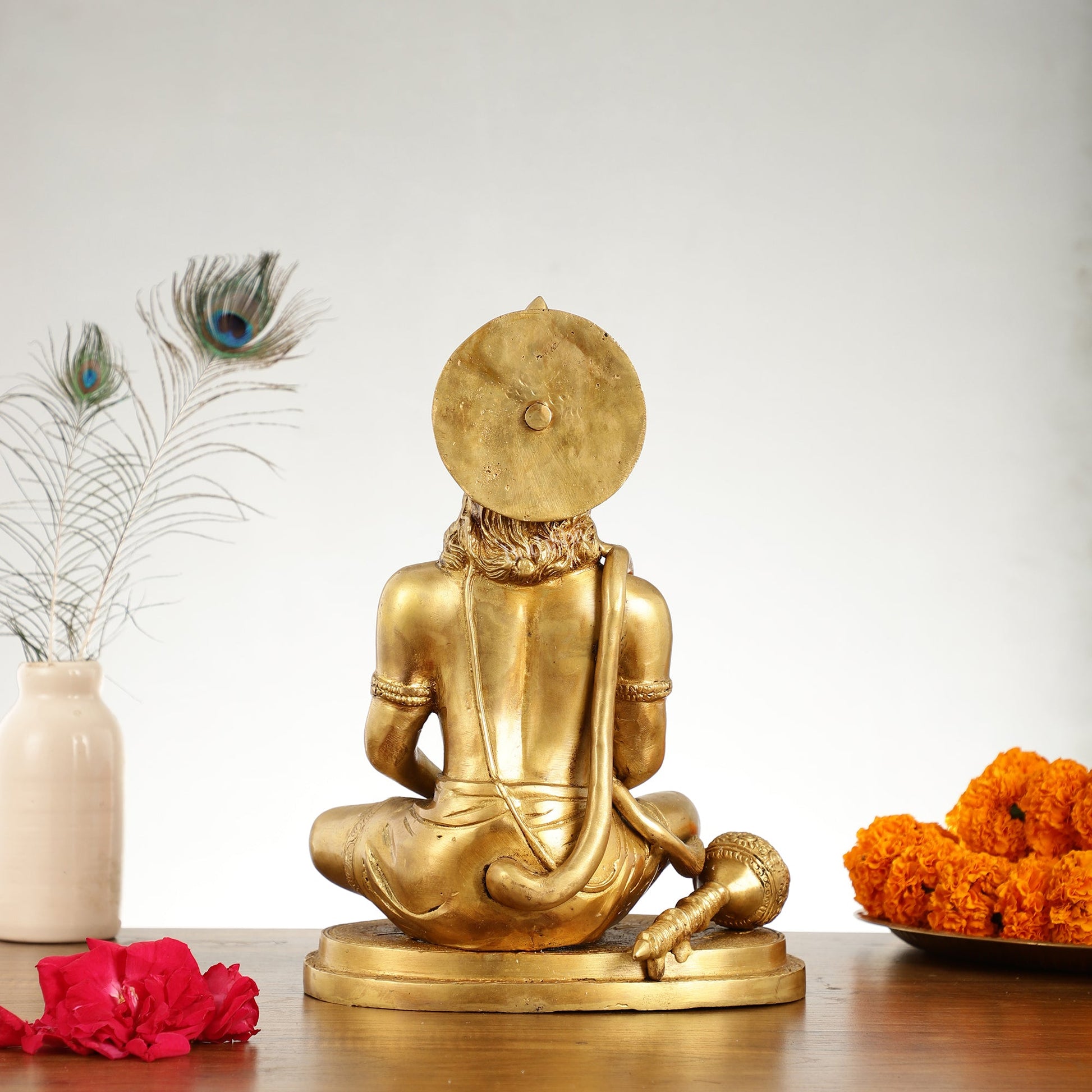 Superfine Brass Hanuman in Meditation Statue - 12.5 Inch - Budhshiv.com