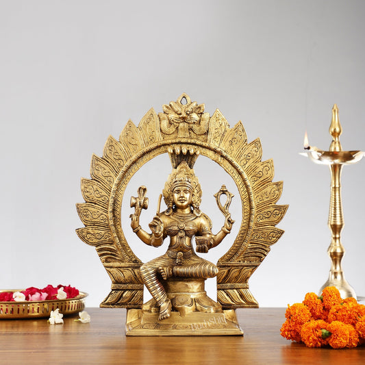 Superfine Brass Karmari Mariamman Idol with Prabhavali | Height 15 inch - Budhshiv.com