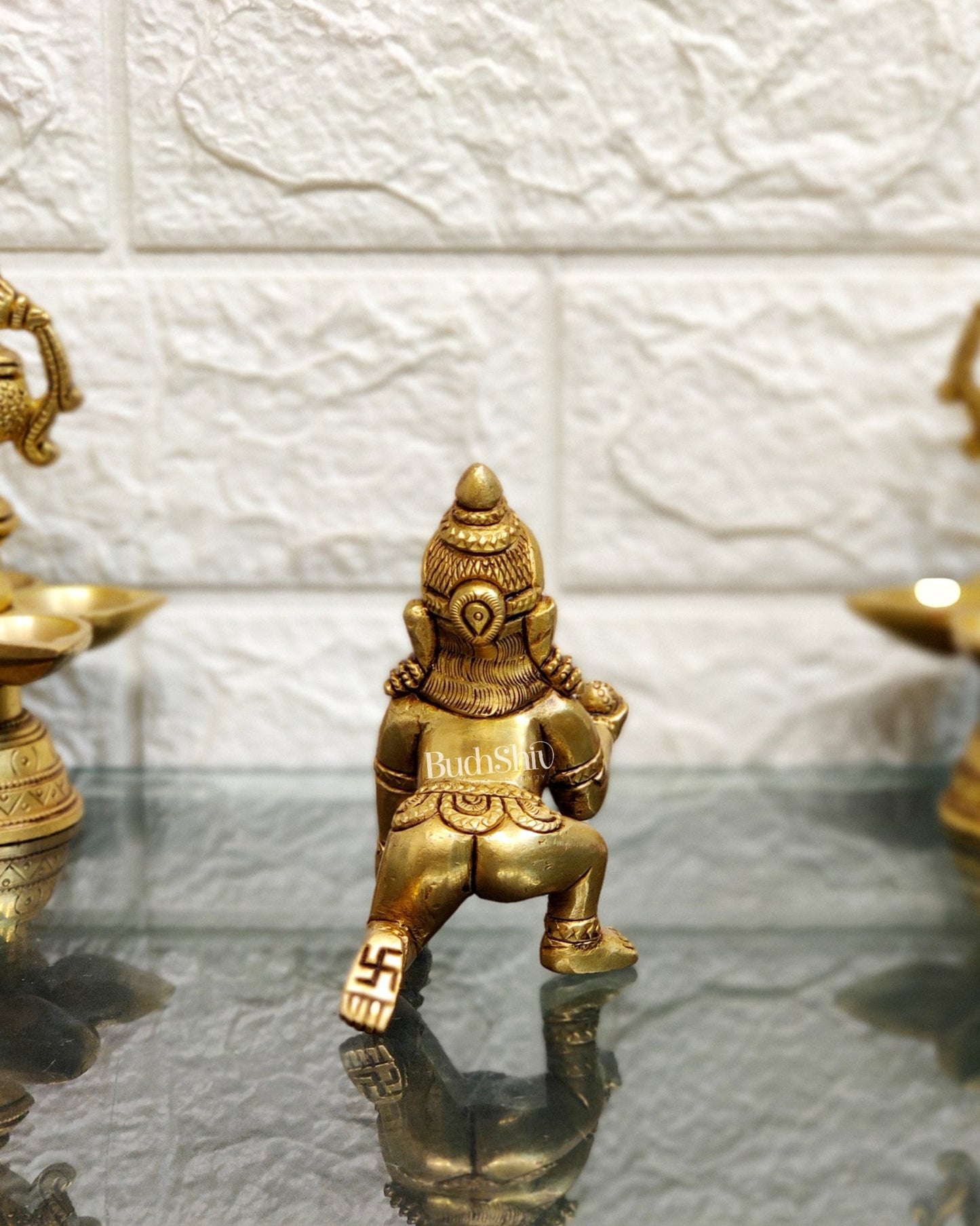 Superfine Brass Ladoo Gopal Krishna Idol | Baby Form | Height 3 inch - Budhshiv.com