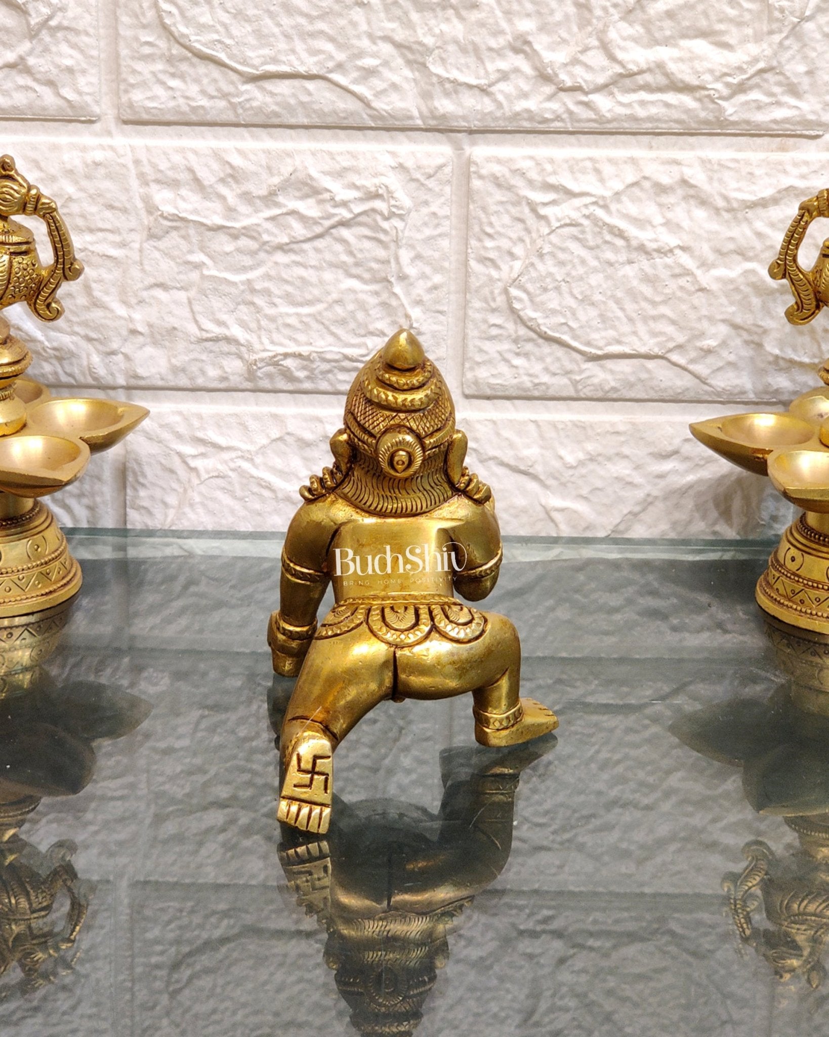 Superfine Brass Ladoo Gopal Krishna Idol | Baby Form | Height 4 Inch - Budhshiv.com