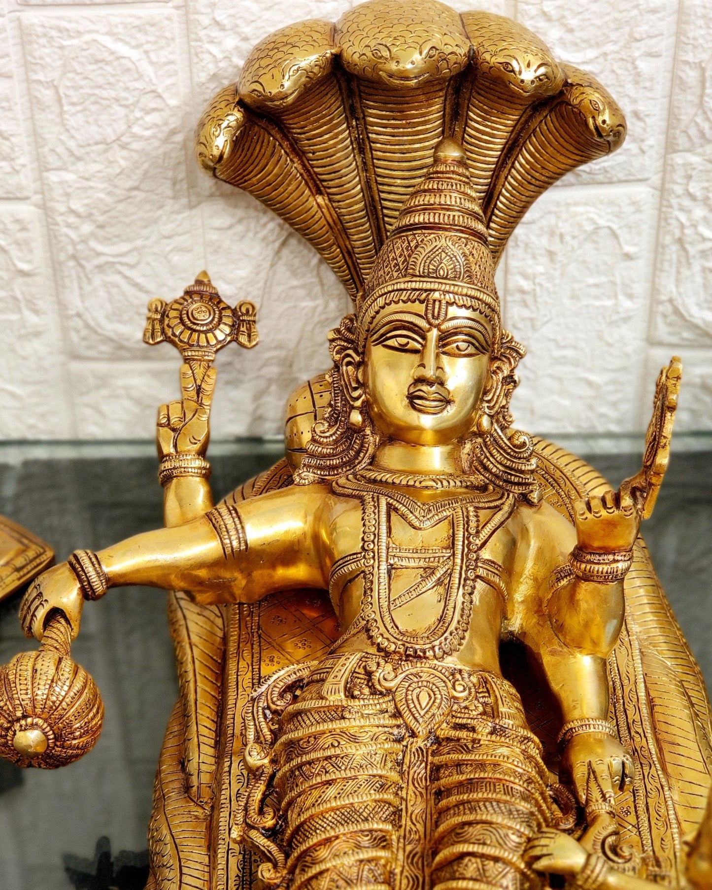 Superfine Brass Lakshmi Narayana Large Statue 23 inch wide - Budhshiv.com