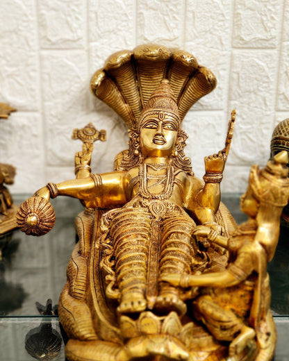 Superfine Brass Lakshmi Narayana Large Statue 23 inch wide - Budhshiv.com