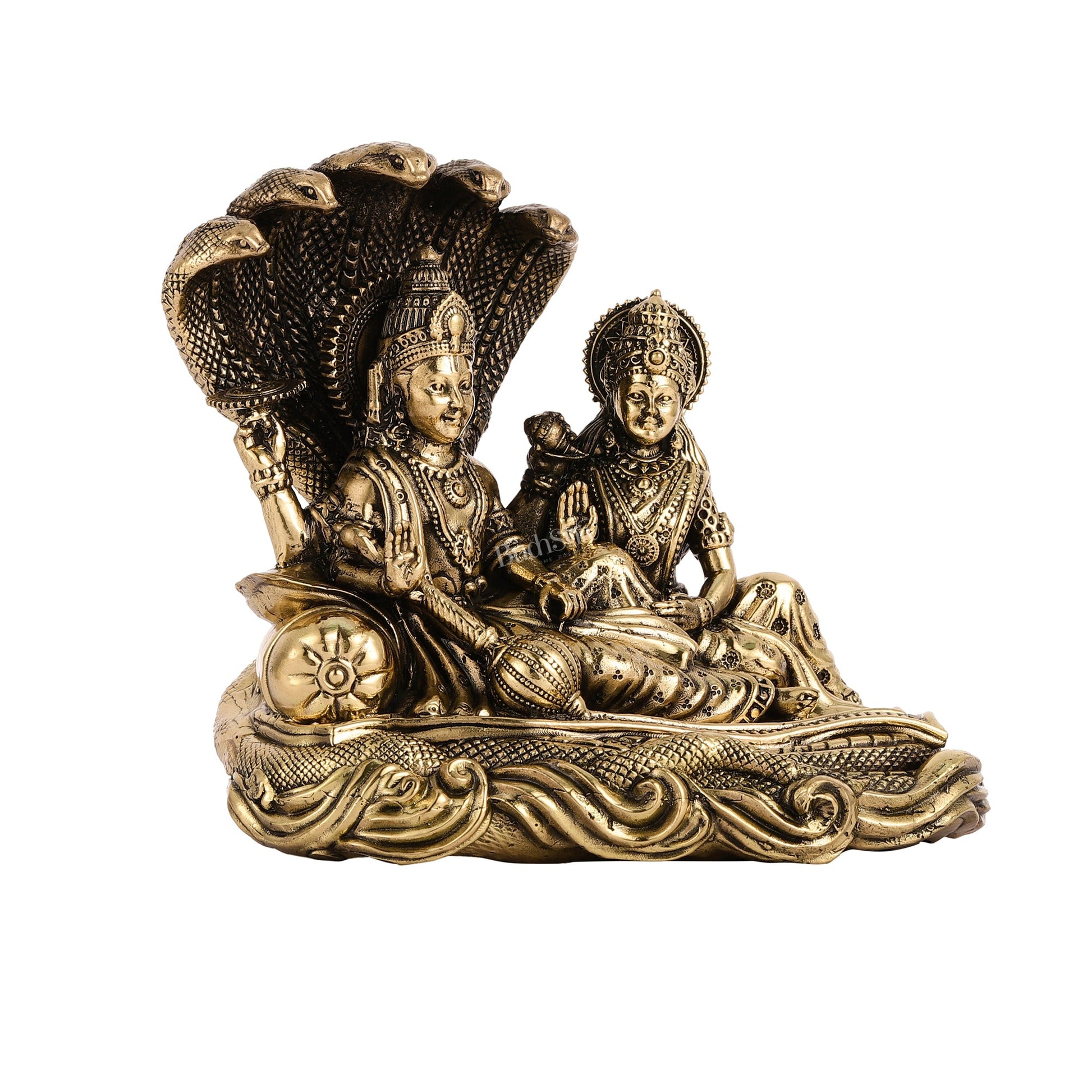 Superfine Brass Lakshmi Narayana Vishnu Idol - 4" - Budhshiv.com