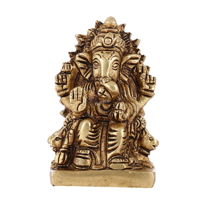 Superfine Brass lal bagh ka raja Ganesha Idol | Height 3.5 inch - Budhshiv.com