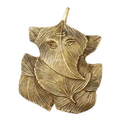 Superfine Brass Leaf Ganapati Wall Hanging - 5.5 inch - Budhshiv.com