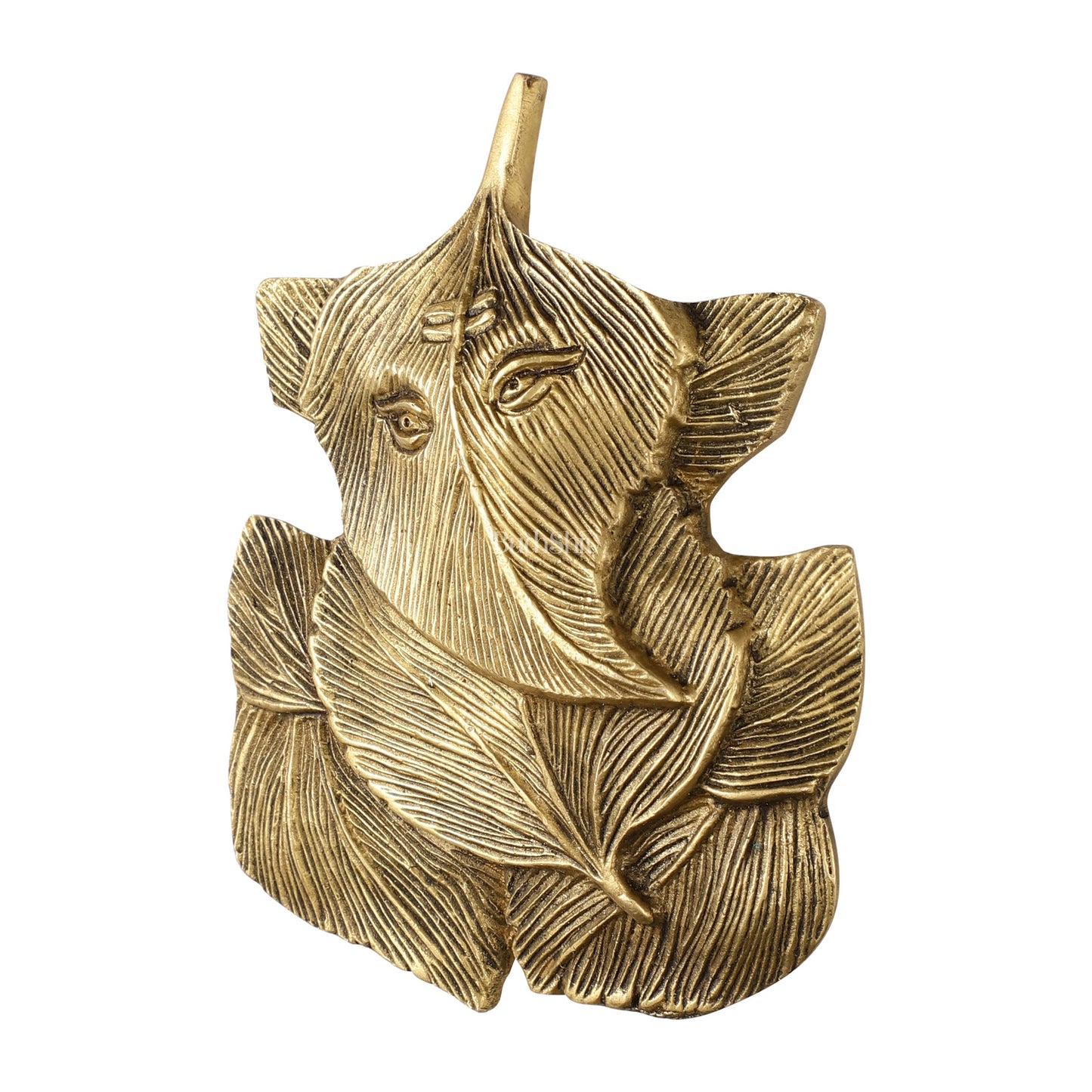 Superfine Brass Leaf Ganapati Wall Hanging - 5.5 inch - Budhshiv.com