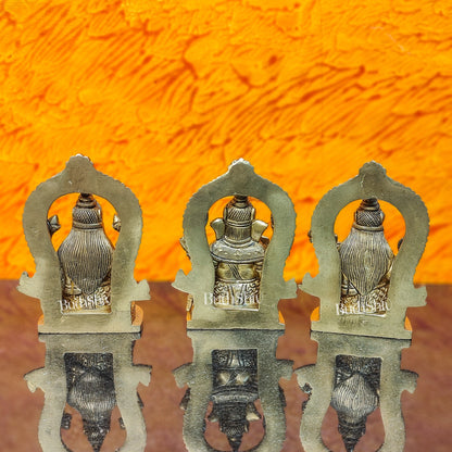 Superfine Brass Lord Ganesha, Goddess Lakshmi, Saraswati Idols, 4.5" Height - Budhshiv.com