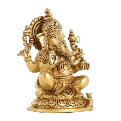 Superfine Brass Lord Ganesha Idol - 7.5 Inch - Budhshiv.com