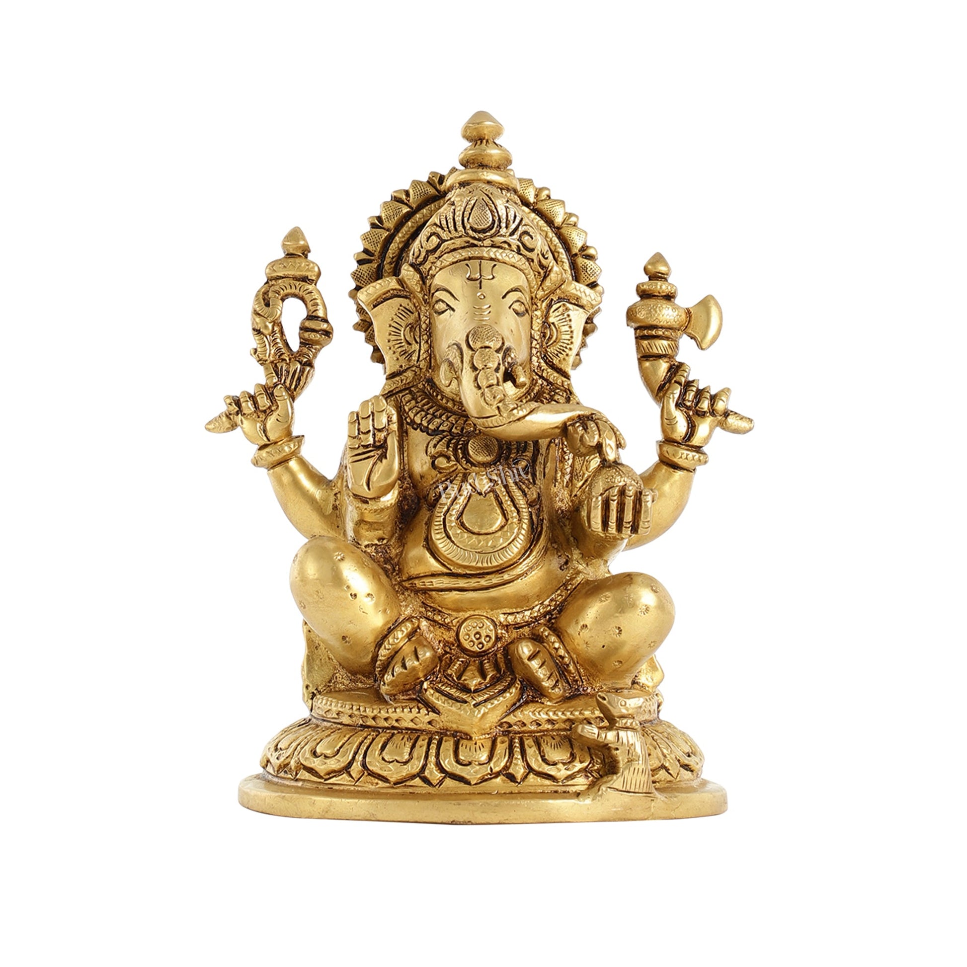 Superfine Brass Lord Ganesha Idol - 7.5 Inch - Budhshiv.com