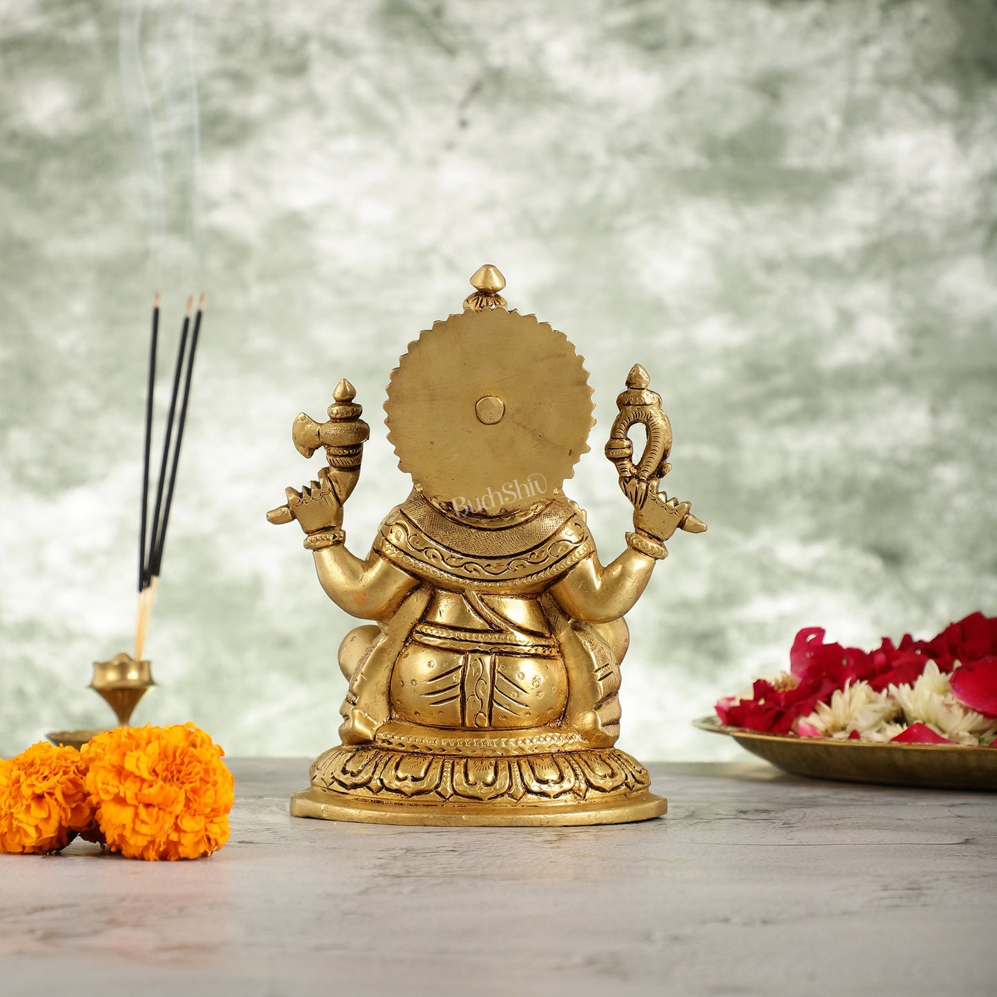 Superfine Brass Lord Ganesha Idol - 7.5 Inch - Budhshiv.com