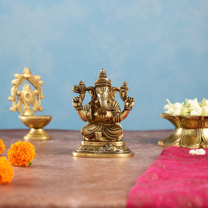 Superfine Brass Lord Ganesha Idol | Height 5 inch - Budhshiv.com