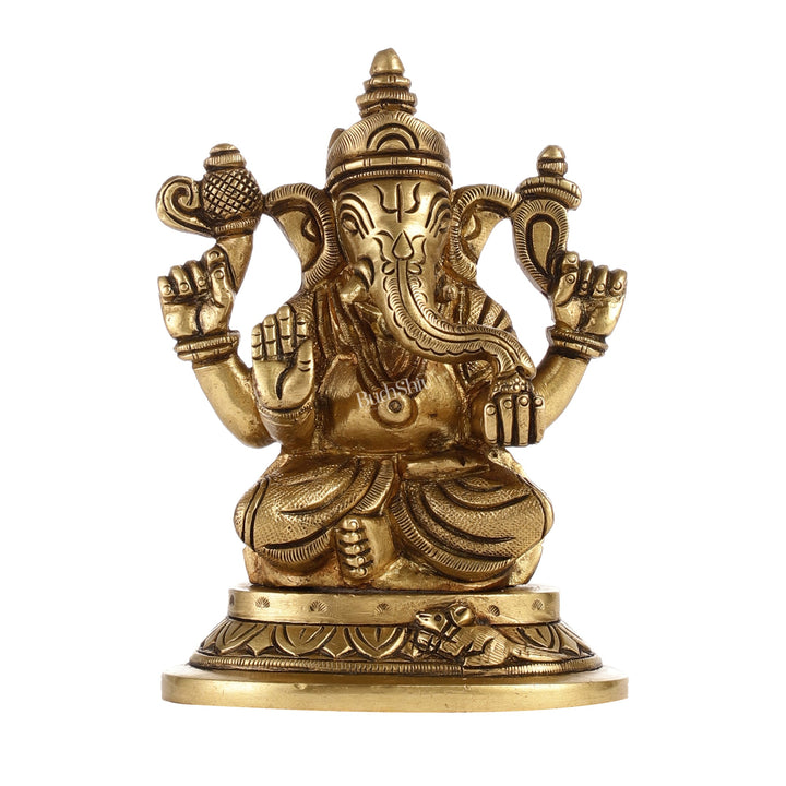 Superfine Brass Lord Ganesha Idol | Height 5 inch - Budhshiv.com