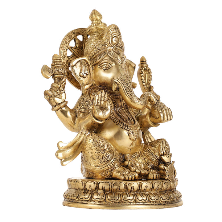 Superfine Brass Lord Ganesha Statue - 12.5 Inch - Budhshiv.com