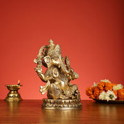 Superfine Brass Lord Ganesha Statue - 12.5 Inch - Budhshiv.com
