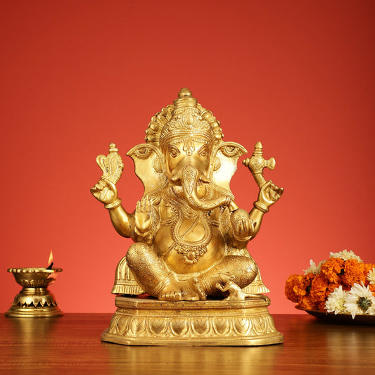 Superfine Brass Lord Ganesha Statue - 15 Inch Height - Budhshiv.com
