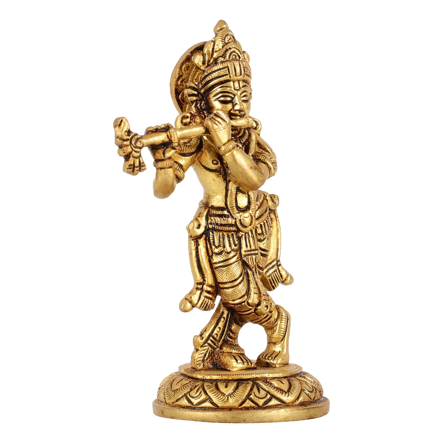 Superfine Brass Lord Krishna Idol - 6" - Budhshiv.com