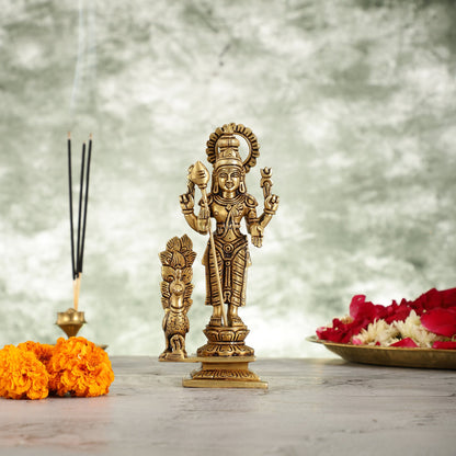 Superfine Brass Lord Murugan Kartikeya Idol - 8 Inch - Budhshiv.com