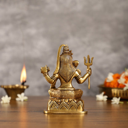 Superfine Brass Lord Shiva Idol with Four Arms | Height 6 inch - Budhshiv.com