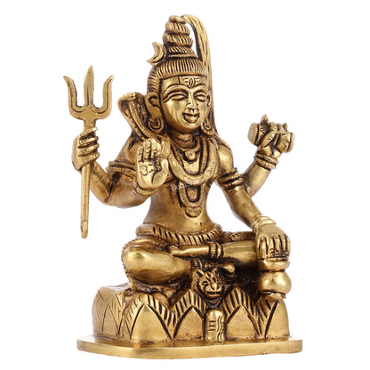 Superfine Brass Lord Shiva Idol with Four Arms | Height 6 inch - Budhshiv.com