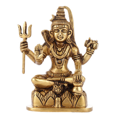 Superfine Brass Lord Shiva Idol with Four Arms | Height 6 inch - Budhshiv.com