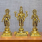 Superfine Brass Lord Tirupati Balaji with Bhudevi and Shreedevi Idol Set - 18.5" - Budhshiv.com