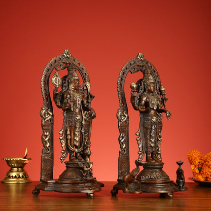 Superfine Brass Lord Vishnu & Goddess Lakshmi Idol Pair | 16 inch - Budhshiv.com