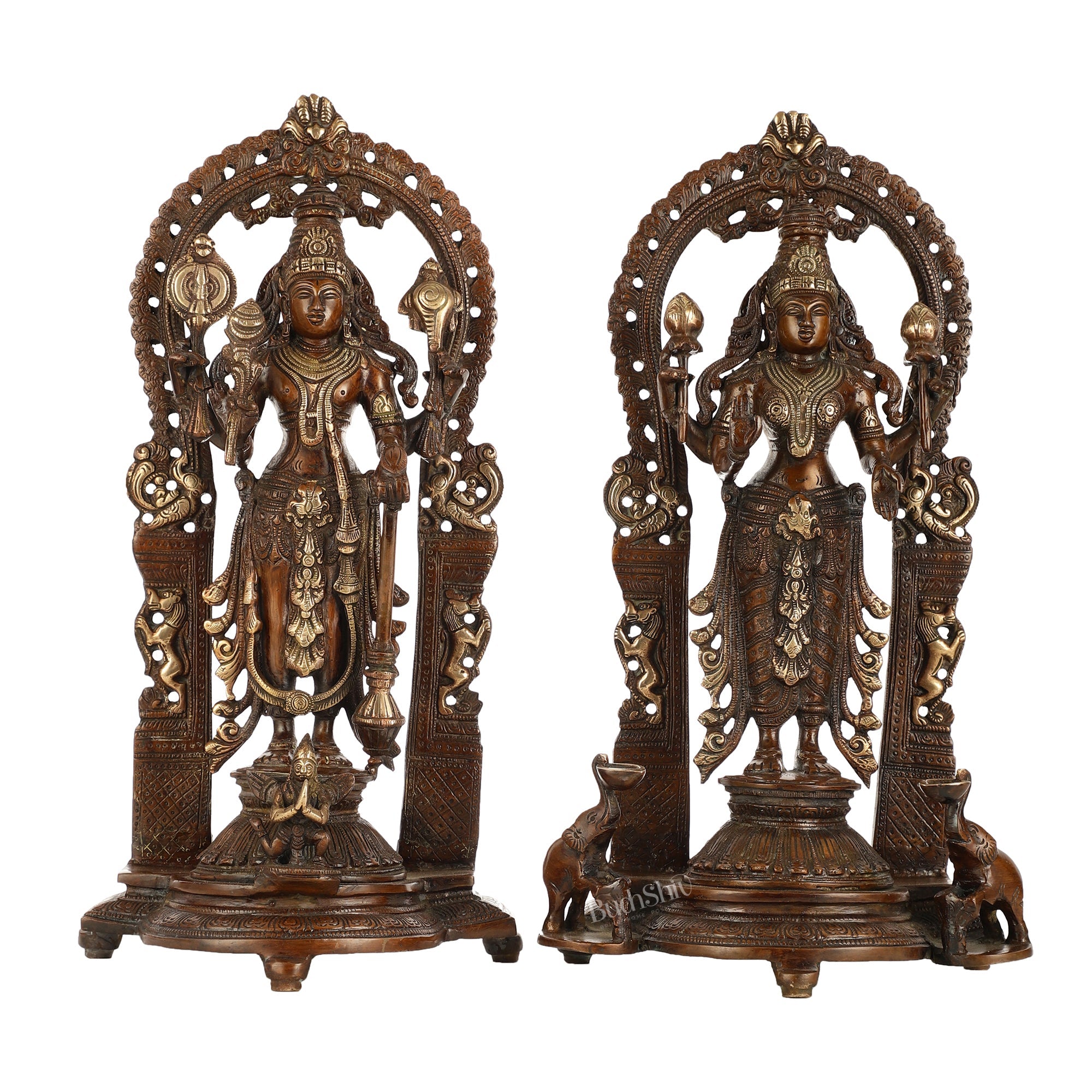 Craft Quest Quadro Dipinto Lord Vishnu E Lakshmi Su Garuda – Cornice Marrone 35,5x25,4 Cm