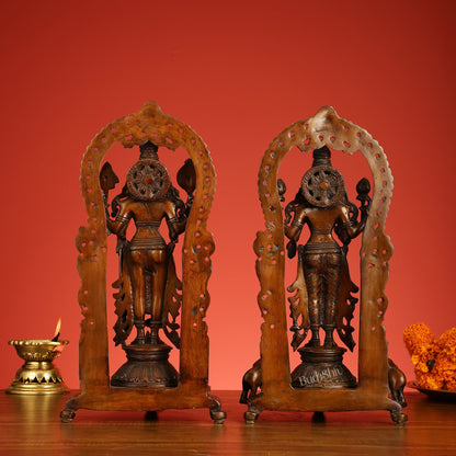 Superfine Brass Lord Vishnu & Goddess Lakshmi Idol Pair | 16 inch - Budhshiv.com