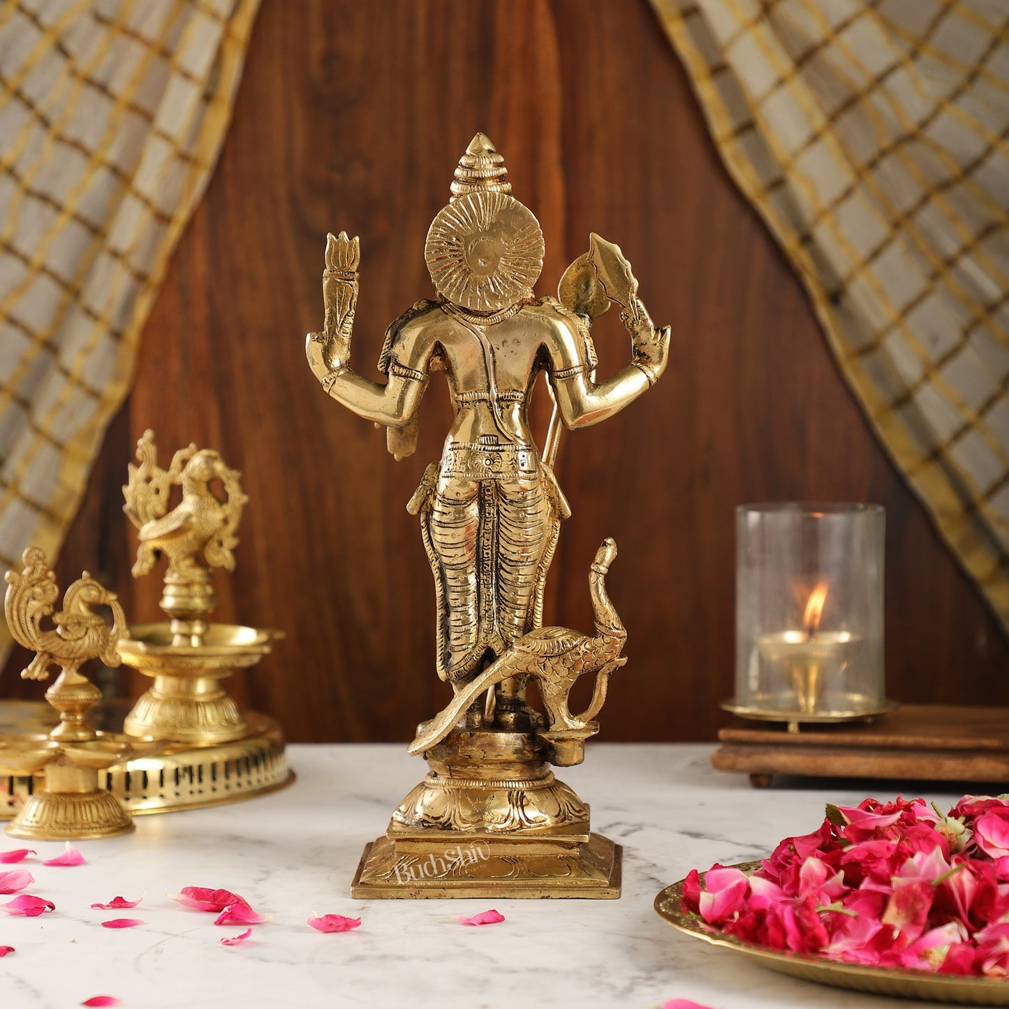 Superfine Brass Murugan Swamy Kartikeya Statue | 12.5" Height - Budhshiv.com