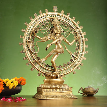 Superfine Brass Nataraja Statue - 28 inch Dancing Shiva - Budhshiv.com