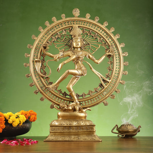 Superfine Brass Nataraja Statue - 28 inch Dancing Shiva - Budhshiv.com