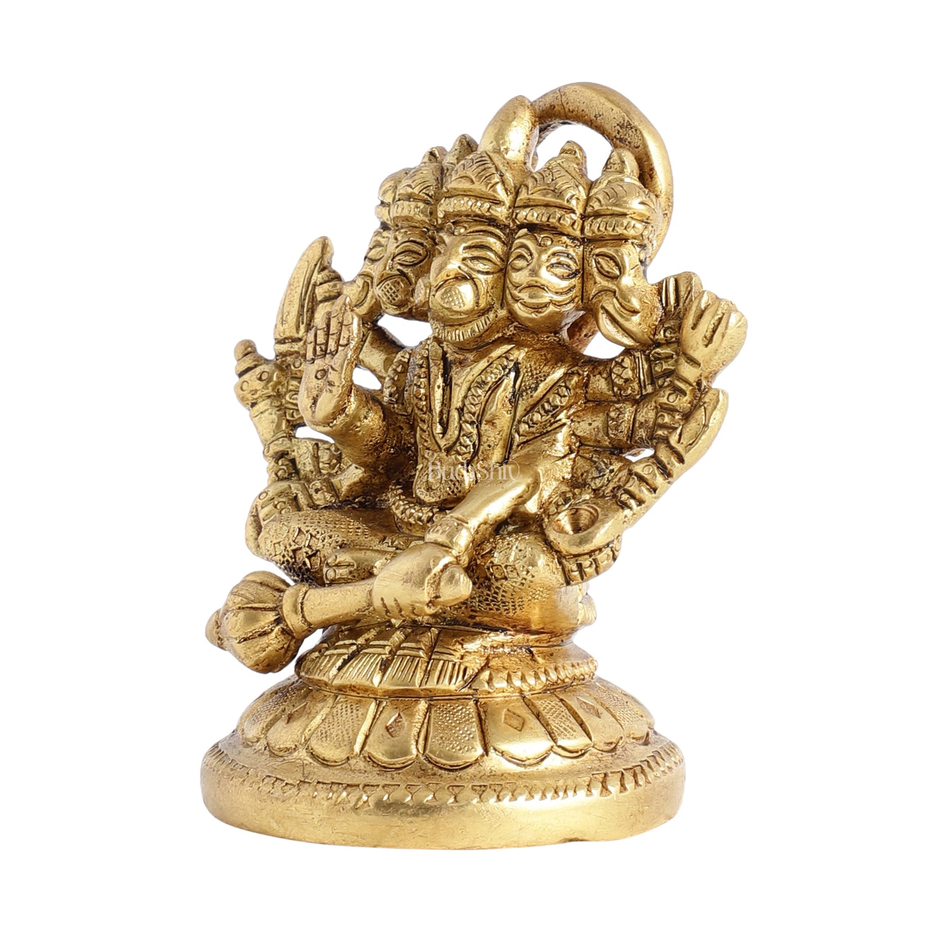 Superfine Brass Panchmukhi Hanuman Idol 3 inch - Budhshiv.com