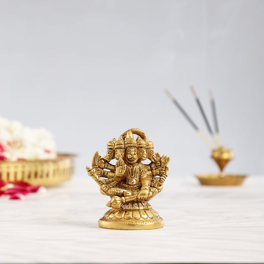 Superfine Brass Panchmukhi Hanuman Idol 3 inch - Budhshiv.com