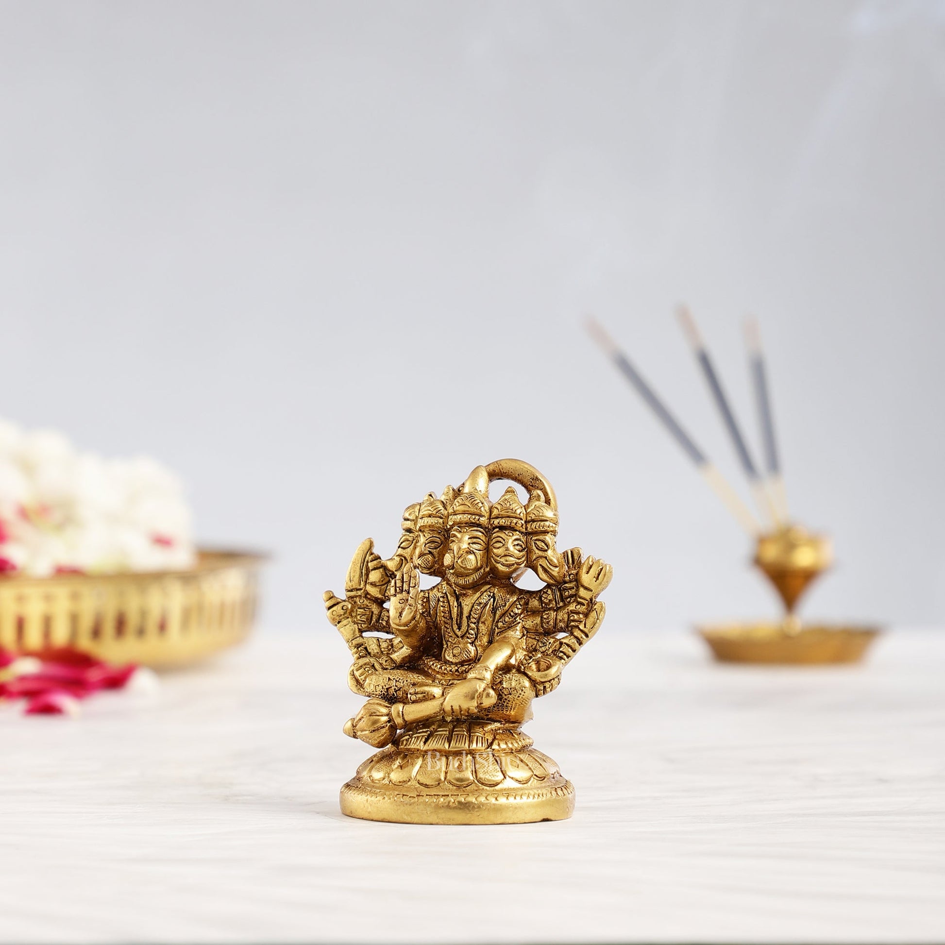 Superfine Brass Panchmukhi Hanuman Idol 3 inch - Budhshiv.com