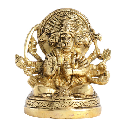 Superfine Brass Panchmukhi Hanuman Idol 3.5 inch - Budhshiv.com