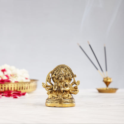 Superfine Brass Panchmukhi Hanuman Idol 3.5 inch - Budhshiv.com