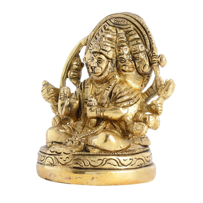 Superfine Brass Panchmukhi Hanuman Idol 3.5 inch - Budhshiv.com
