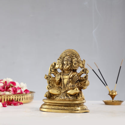 Superfine Brass Panchmukhi Hanuman Murti 6.5 inch - Budhshiv.com