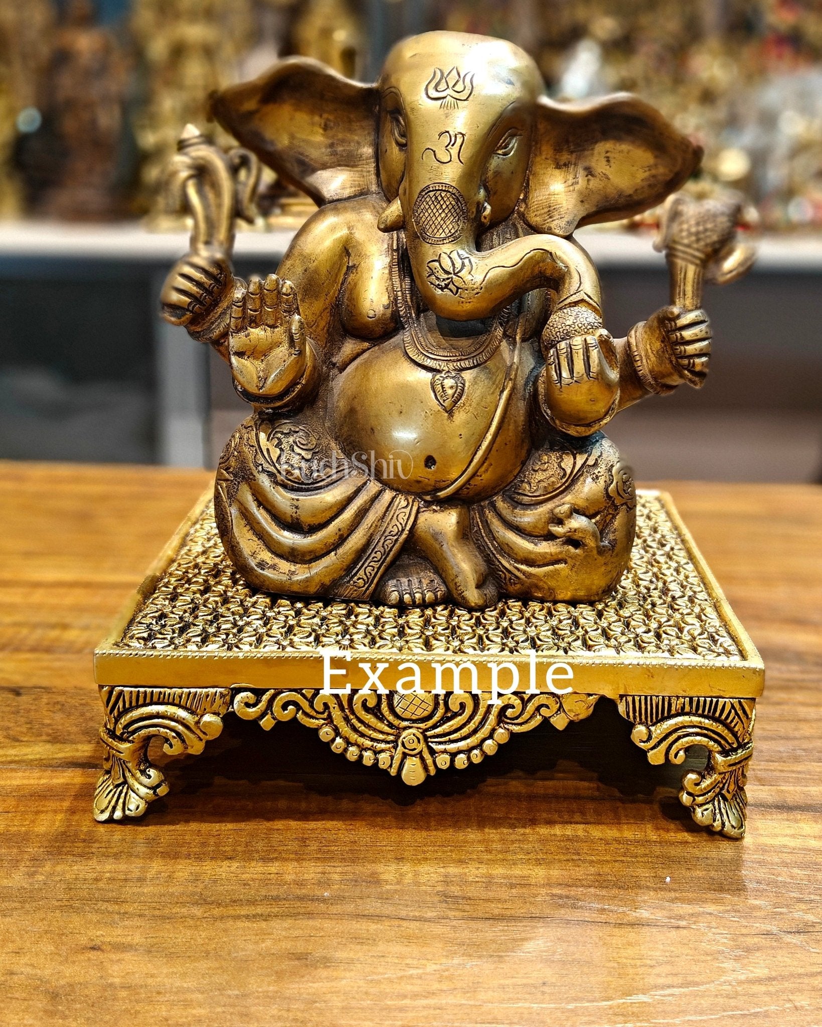Superfine Brass Pooja Chowki Aasan for Temple - 8 x 8 inch - Budhshiv.com