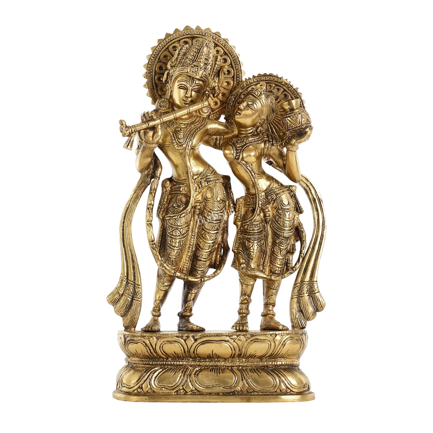 Superfine Brass Radha Krishna Idol - 12 Inch - Budhshiv.com