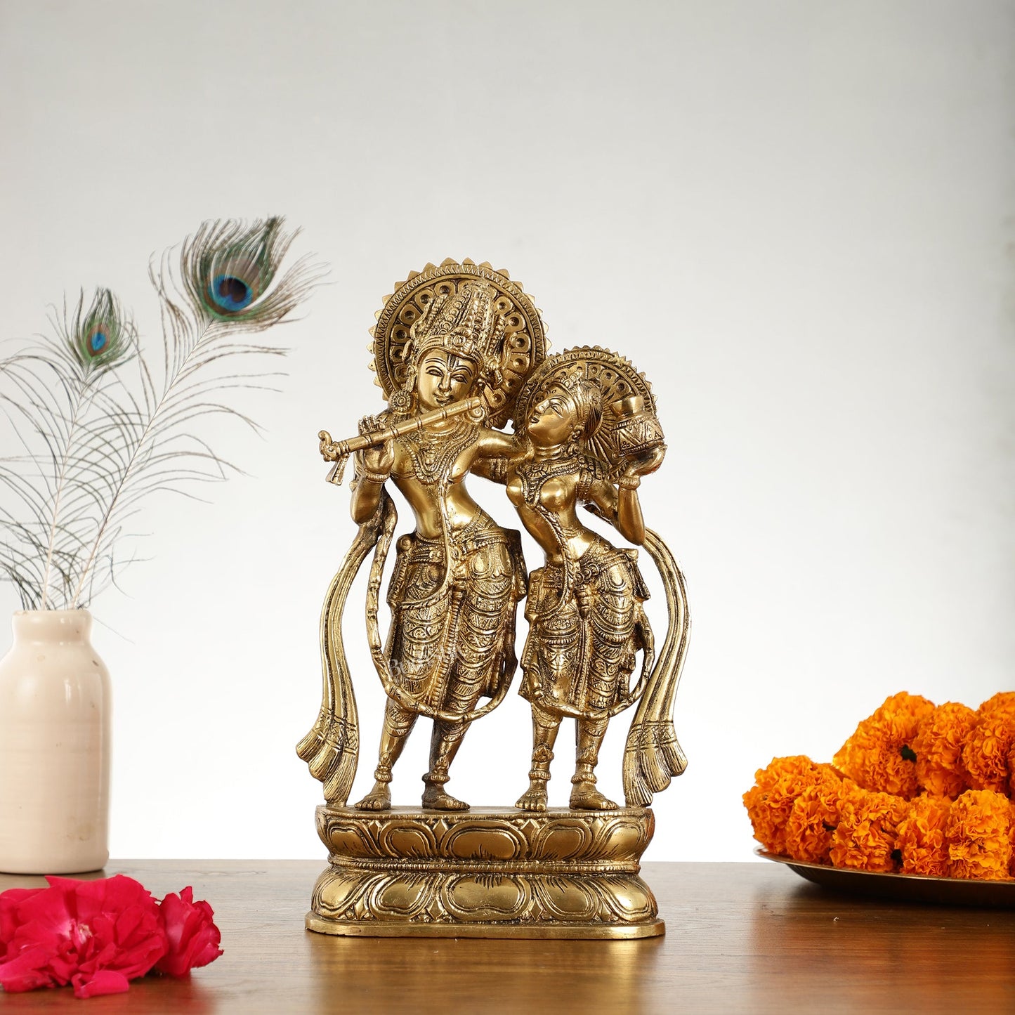 Superfine Brass Radha Krishna Idol - 12 Inch - Budhshiv.com