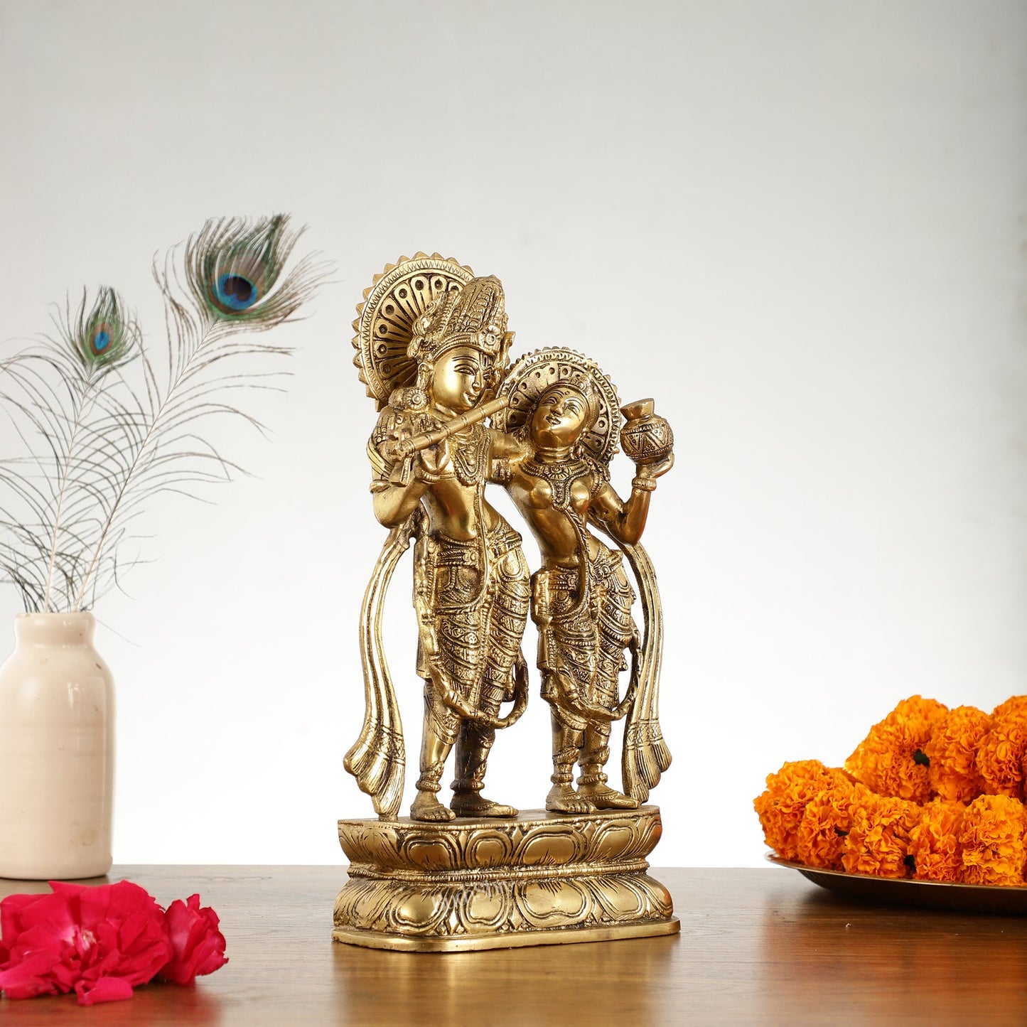 Superfine Brass Radha Krishna Idol - 12 Inch - Budhshiv.com