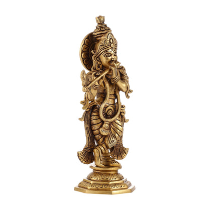 Superfine Brass Radha Krishna Idol | Height 12.5 inch - Budhshiv.com