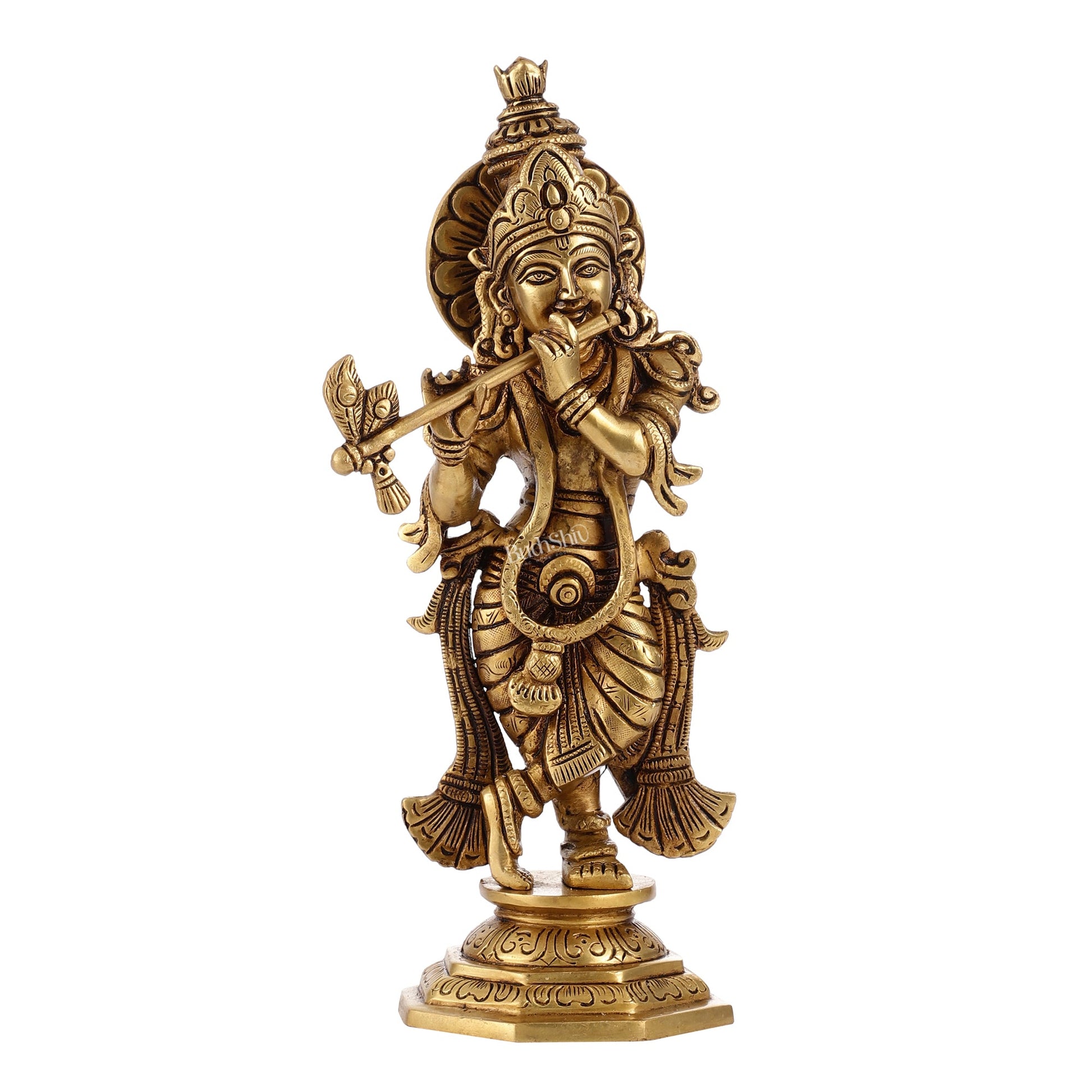 Superfine Brass Radha Krishna Idol | Height 12.5 inch - Budhshiv.com