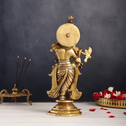 Superfine Brass Radha Krishna Idol | Height 12.5 inch - Budhshiv.com